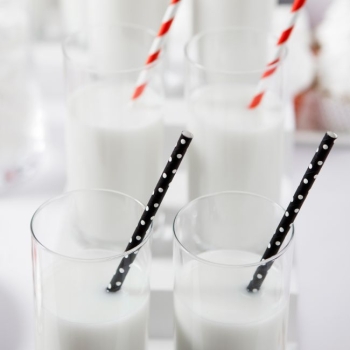 Paper Straws - Black with White Dots